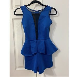 Sexy sheer blue and black romper